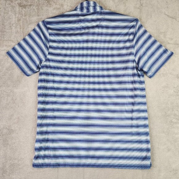 Mens Greg Norman Polo Shirt Blue Striped Short Sleeve Play Dry Size XL - Picture 2 of 8
